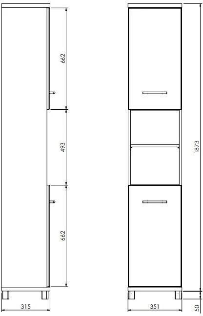 Deftrans CABINET TALL BARI B35 Baltas/WOOD