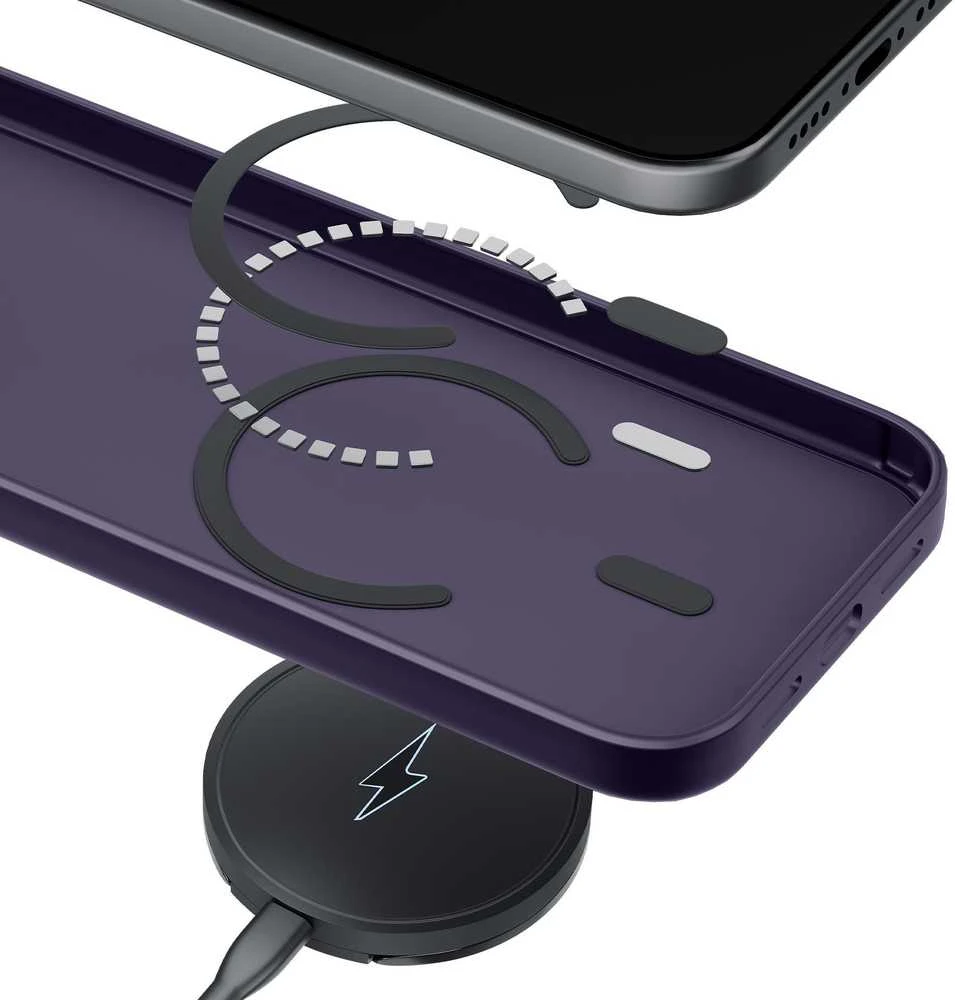 3Mk apsauginis 3mk dūminis „MagCase“ dėklas iPhone 17 Pro telefonui - violetinė-permatoma