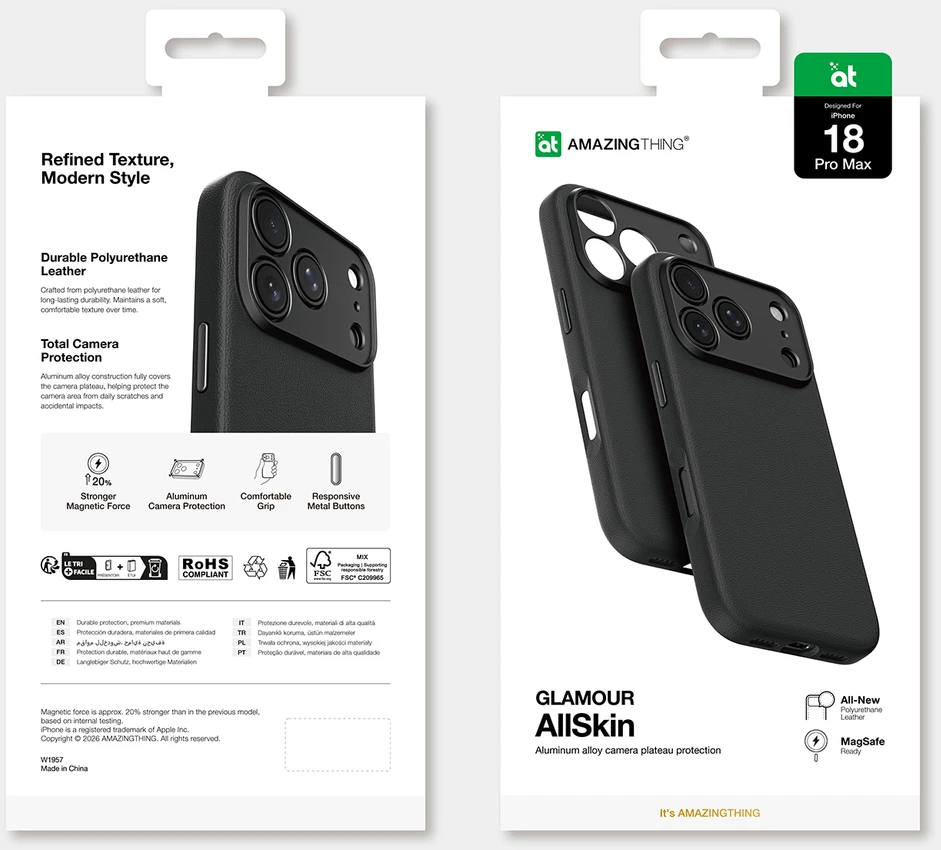Dėklas AmazingThing Glamour AllSkin iPhone 18 Pro Max Case with Camera Cover, MagSafe Compatible - Juodas