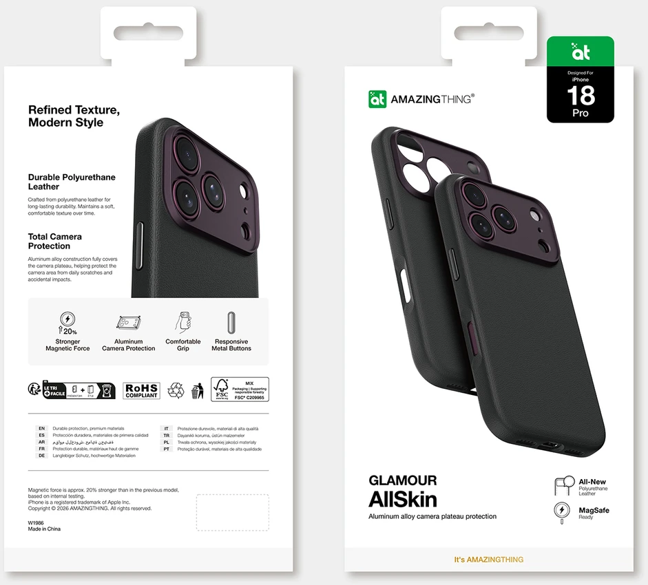 Dėklas AmazingThing Glamour AllSkin iPhone 18 Pro Case with Camera Cover, MagSafe Compatible - Violetinė