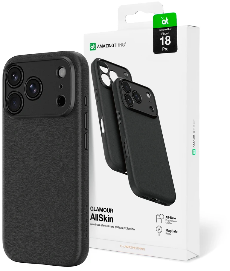 Dėklas AmazingThing Glamour AllSkin iPhone 18 Pro Case with Camera Cover, MagSafe Compatible - Juodas
