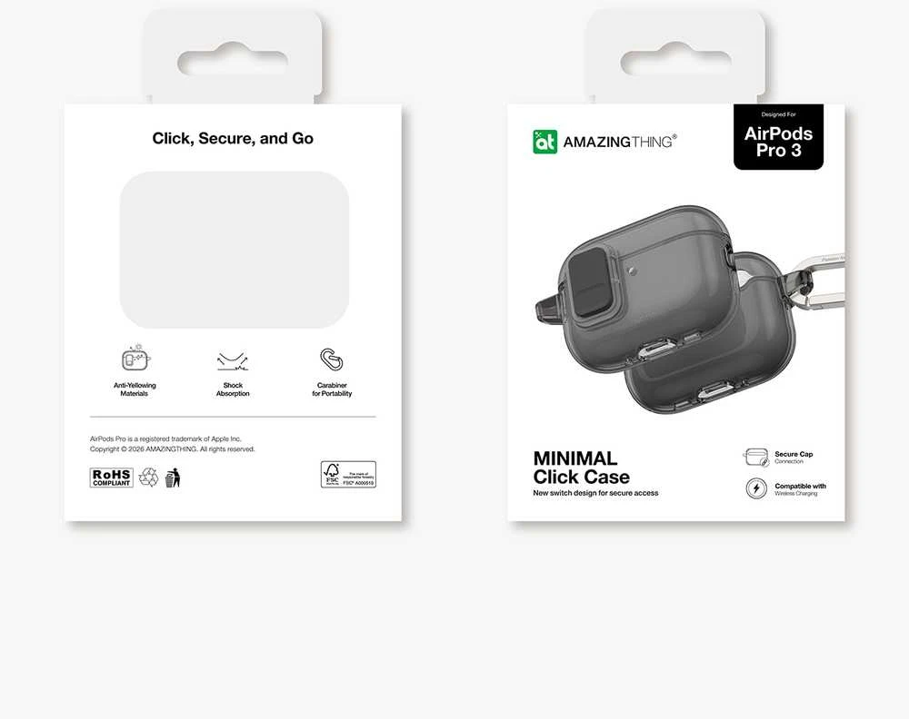 Dėklas AmazingThing Minimal Case for AirPods Pro 3 - Juodas