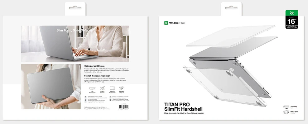 „AmazingThing“ titano spalvos kietas dėklas, skirtas „MacBook Air M5 16“ – permatomas
