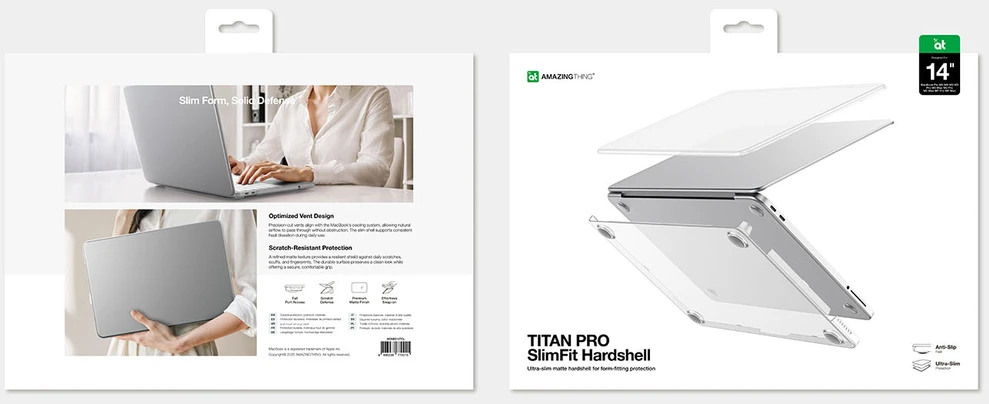 „AmazingThing“ titano kietasis dėklas, skirtas „MacBook Air M5 14“ – permatomas