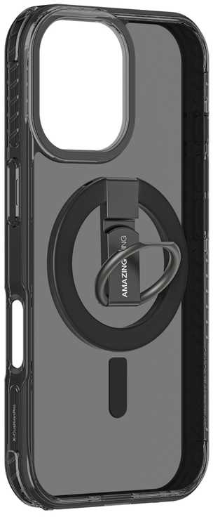 AmazingThing Titan Pro Grip Ring Set dėklas skirtas Apple iPhone 17 suderinamas su MagSafe – juodos spalvos