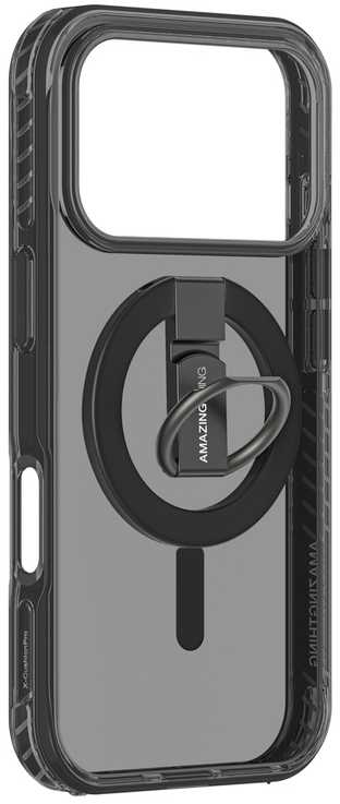 AmazingThing Titan Pro Grip Ring Set dėklas skirtas Apple iPhone 17 Pro suderinamas su MagSafe – juodos spalvos