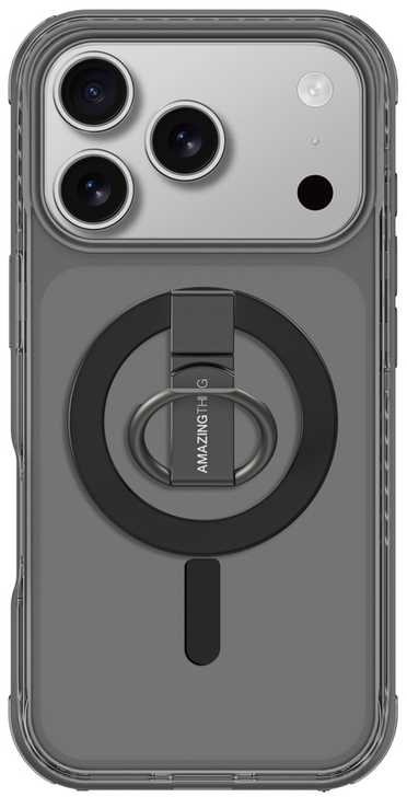 AmazingThing Titan Pro Grip Ring Set dėklas skirtas Apple iPhone 17 Pro suderinamas su MagSafe – juodos spalvos
