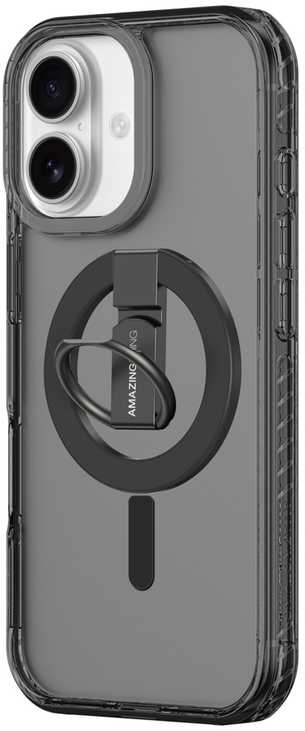 AmazingThing Titan Pro Grip Ring Set dėklas skirtas Apple iPhone 17 suderinamas su MagSafe – juodos spalvos