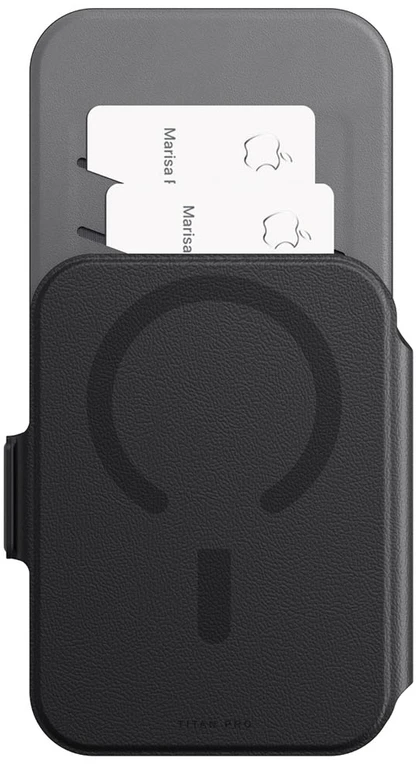 Dėklas AmazingThing Titan Pro Lens Flip Set iPhone 18 Pro Max Case with Wallet, MagSafe Compatible - Juodas