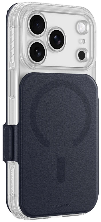 Dėklas AmazingThing Titan Pro Lens Flip Set Case for iPhone 18 Pro Max with Wallet, MagSafe Compatible - Navy Mėlyna