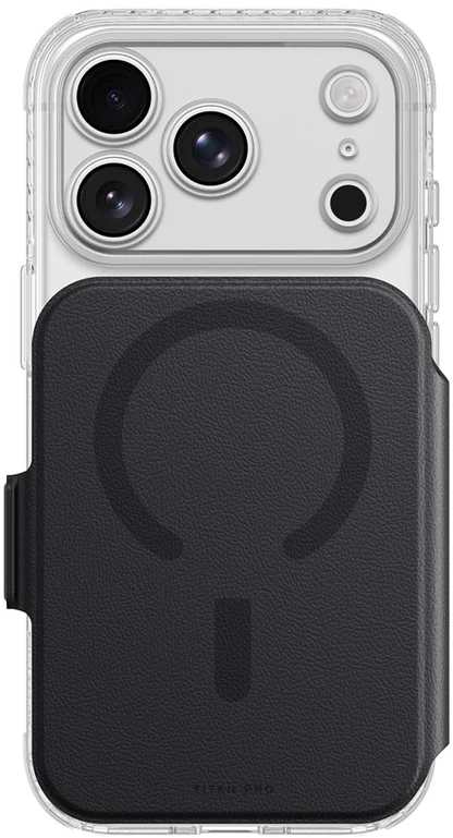 Dėklas AmazingThing Titan Pro Lens Flip Set iPhone 18 Pro Max Case with Wallet, MagSafe Compatible - Juodas