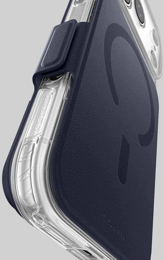 Dėklas AmazingThing Titan Pro Lens Flip Set Case for iPhone 18 Pro Max with Wallet, MagSafe Compatible - Navy Mėlyna