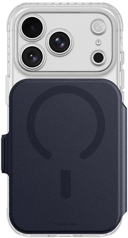 Dėklas AmazingThing Titan Pro Lens Flip Set Case for iPhone 18 Pro Max with Wallet, MagSafe Compatible - Navy Mėlyna