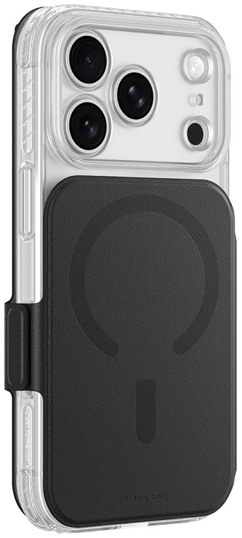 Dėklas AmazingThing Titan Pro Lens Flip Set iPhone 18 Pro Max Case with Wallet, MagSafe Compatible - Juodas