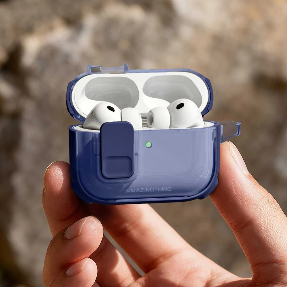 „AmazingThing Titan Pro Mag“ skaidrus dėklas, skirtas „AirPods Pro 3“ - Mėlyna