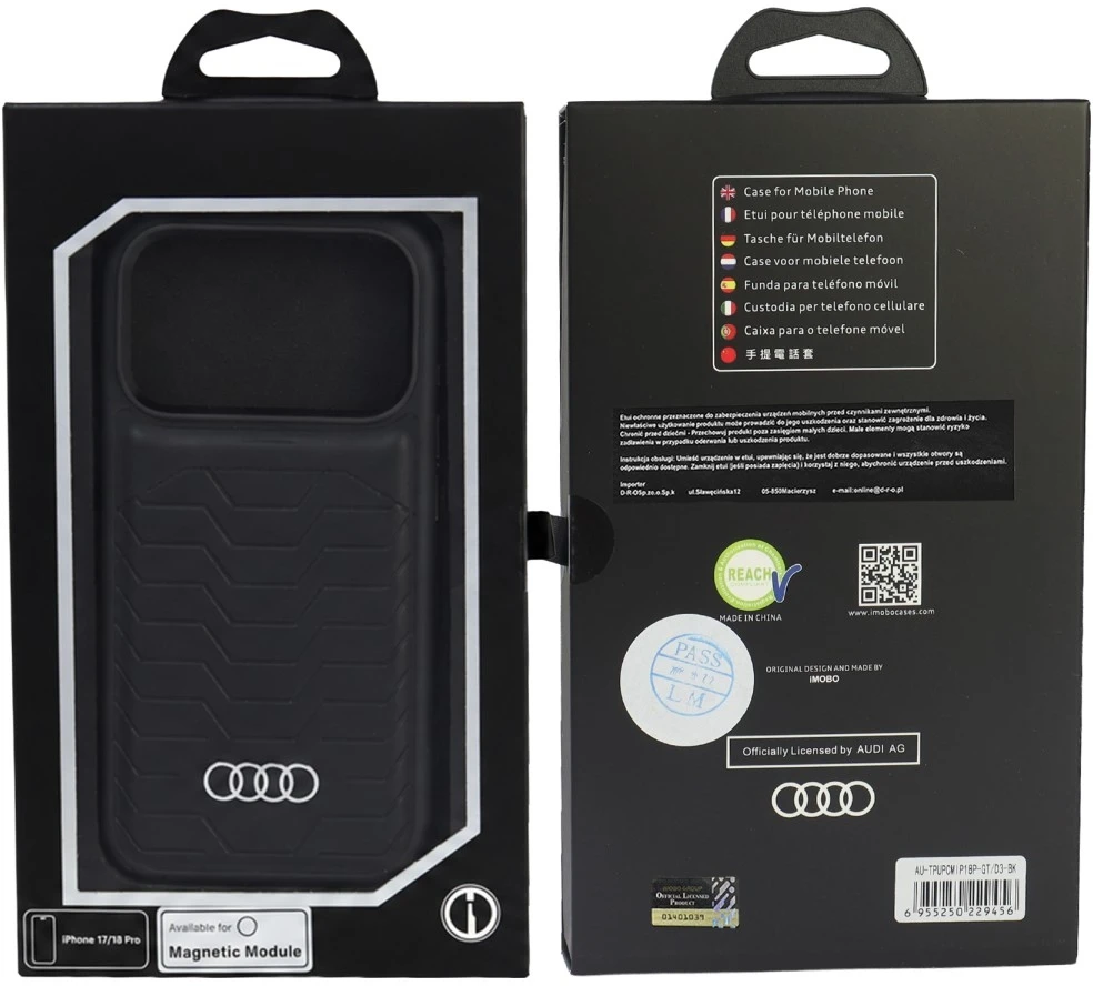 Dėklas Audi GT Synthetic Leather MagSafe Case for iPhone 18 Pro / 17 Pro - Juodas