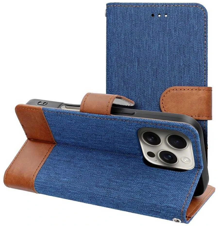 OEM atverčiamas dėklas iPhone 16e (SE 4 2025) Jeans Book mėlynas