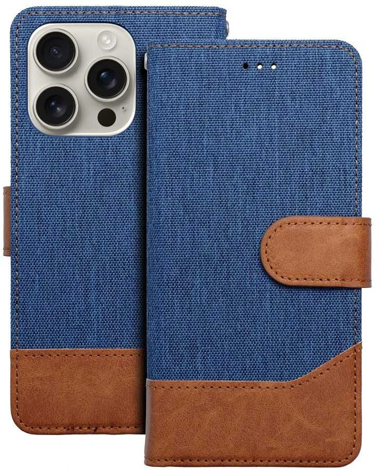 OEM atverčiamas dėklas iPhone 16e (SE 4 2025) Jeans Book mėlynas