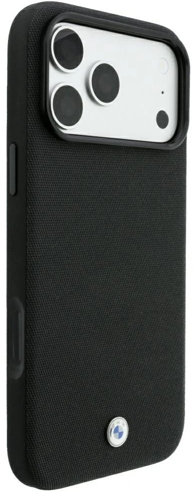 Dėklas BMW Kevlar Metal Logo MagSafe Case for iPhone 18 Pro Max / 17 Pro Max - Juodas