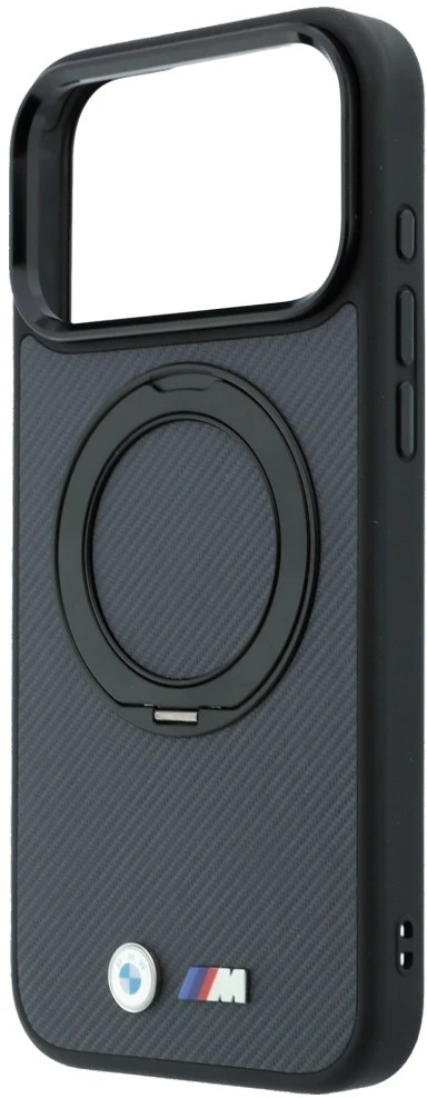 Dėklas BMW Kevlar Ring Stand 360 MagSafe Case for iPhone 18 Pro / 17 Pro - Dark Gray
