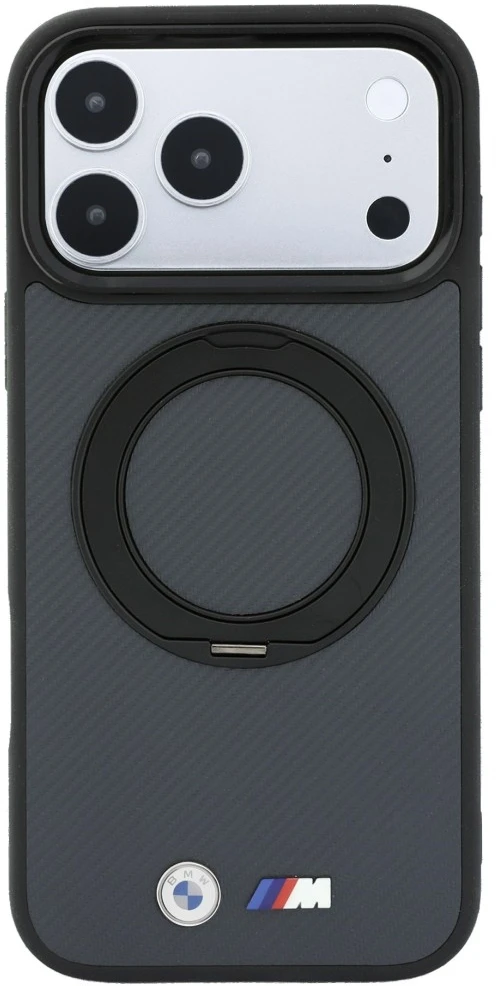 Dėklas BMW Kevlar Ring Stand 360 MagSafe Case for iPhone 18 Pro Max / 17 Pro Max - Dark Gray
