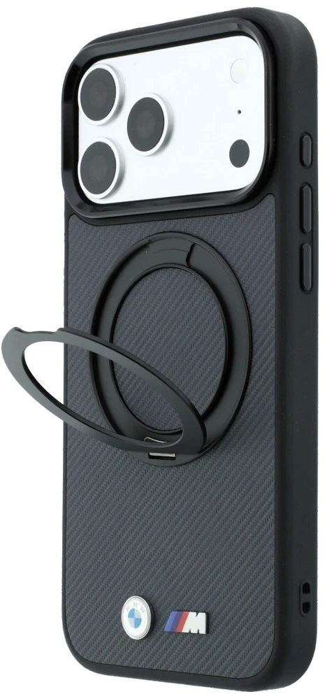 Dėklas BMW Kevlar Ring Stand 360 MagSafe Case for iPhone 18 Pro Max / 17 Pro Max - Dark Gray