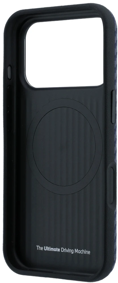 Dėklas BMW M Carbon Metal Logo MagSafe Case for iPhone 17 Pro / 18 Pro - Navy Mėlyna