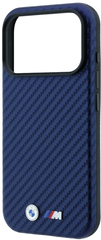 Dėklas BMW M Carbon Metal Logo MagSafe Case, skirtas iPhone 17 Pro Max / 18 Pro Max – Navy mėlyna