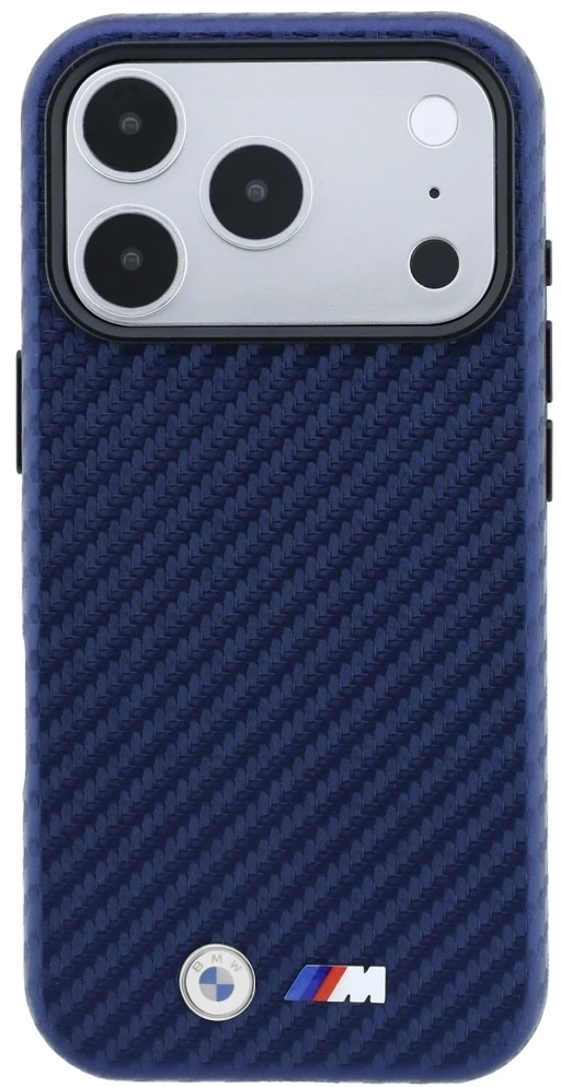 Dėklas BMW M Carbon Metal Logo MagSafe Case, skirtas iPhone 17 Pro Max / 18 Pro Max – Navy mėlyna