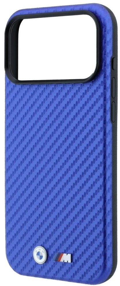 Dėklas BMW M Carbon Metal Logo MagSafe Case for iPhone 17 Pro Max / 18 Pro Max - Mėlyna