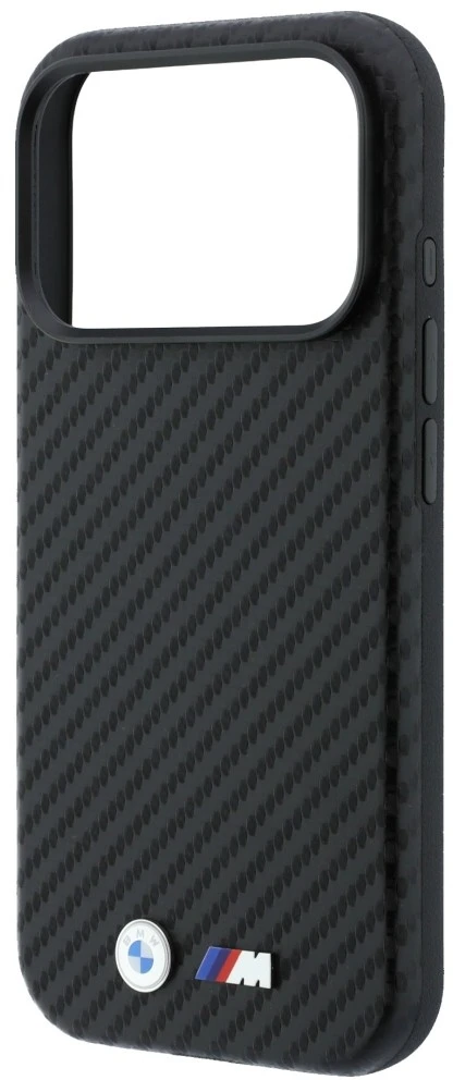 Dėklas BMW M Carbon Metal Logo MagSafe skirtas iPhone 18 Pro Max juodas