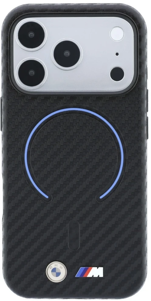 Dėklas BMW M Carbon Printed Ring MagSafe Case for iPhone 17 Pro / 18 Pro - Juodas