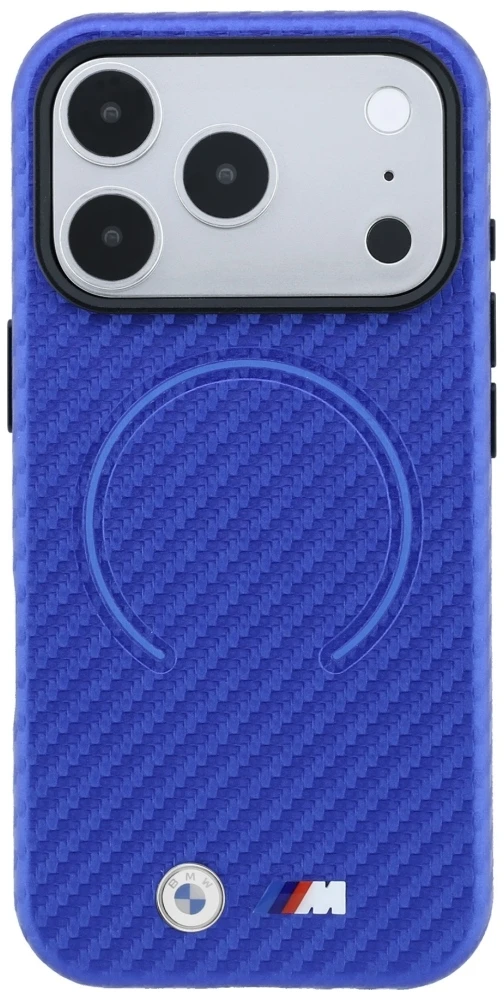 Dėklas BMW M Carbon Printed Ring MagSafe Case, skirta iPhone 17 Pro Max / 18 Pro Max - Mėlyna