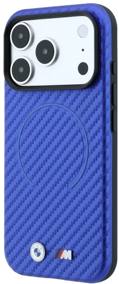 BMW M anglies pluošto rašto MagSafe dėklas, skirtas iPhone 17 Pro / 18 Pro - Mėlyna