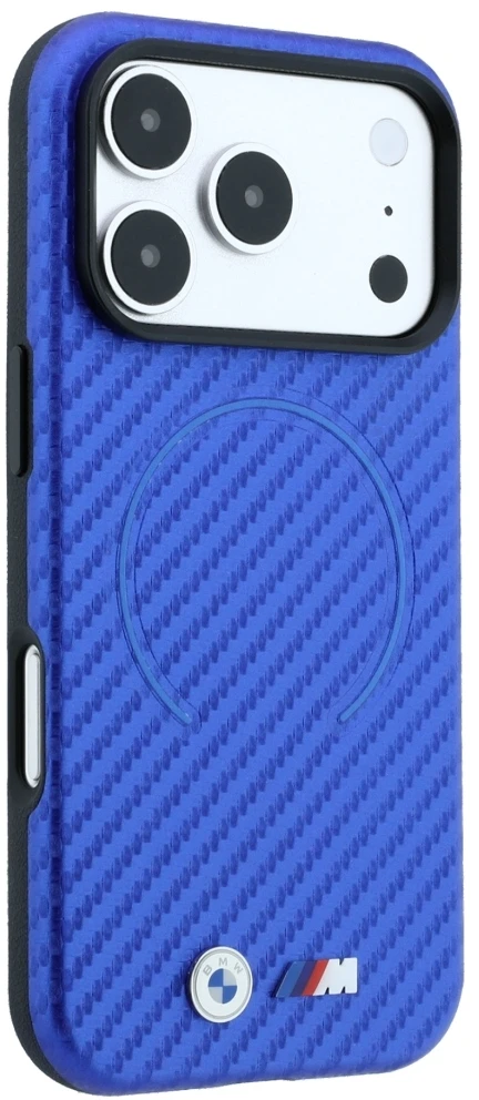 Dėklas BMW M Carbon Printed Ring MagSafe Case, skirta iPhone 17 Pro Max / 18 Pro Max - Mėlyna