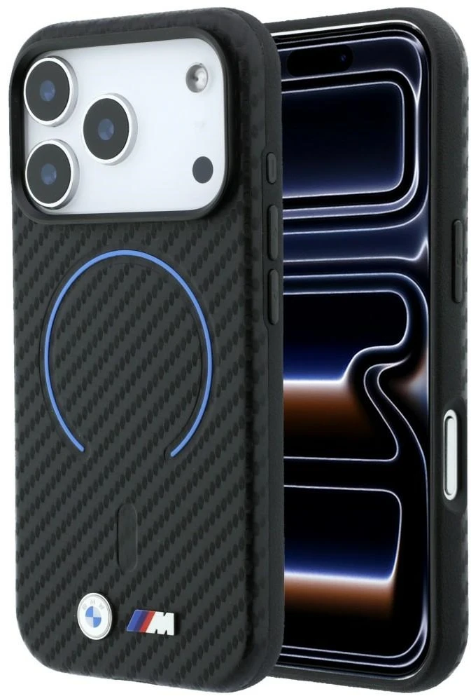 Dėklas BMW M Carbon Printed Ring MagSafe Case for iPhone 17 Pro Max / 18 Pro Max - Juodas