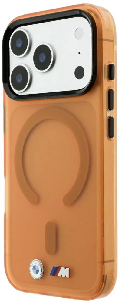 Dėklas BMW M IML Frosted Metal Logo & Trims MagSafe Case, skirtas iPhone 17 Pro / 18 Pro – Oranžinė