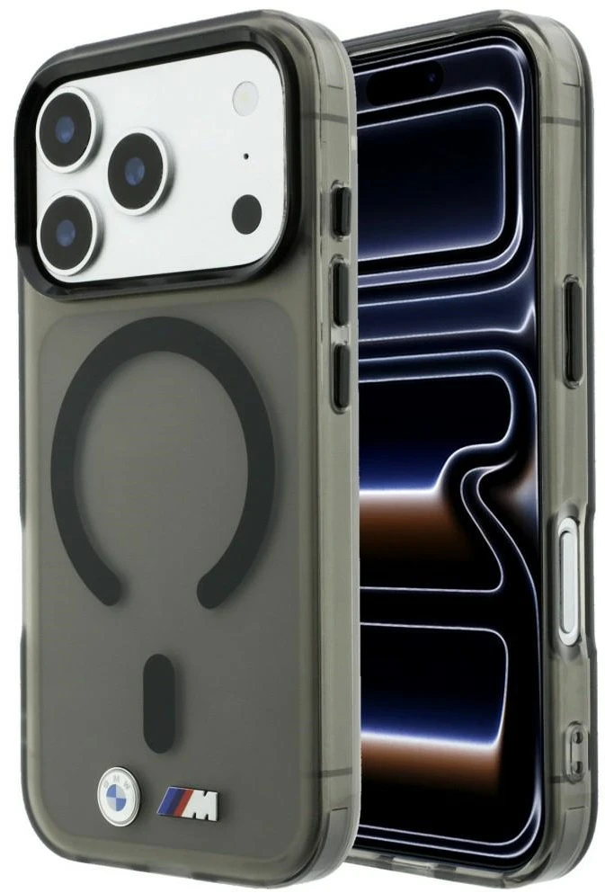 Dėklas BMW M IML Frosted Metal Logo & Trims MagSafe Case for iPhone 18 Pro / 17 Pro - Juodas