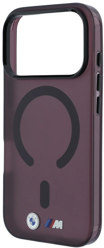 Dėklas BMW M IML Frosted Metal Logo & Trims MagSafe Case for iPhone 17 Pro Max / 18 Pro Max - Burgundy