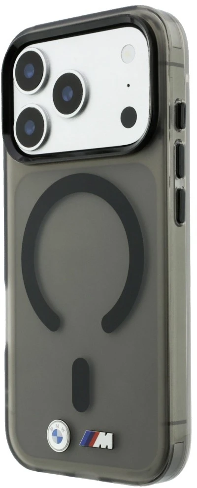 Dėklas BMW M IML Frosted Metal Logo & Trims MagSafe Case for iPhone 18 Pro / 17 Pro - Juodas