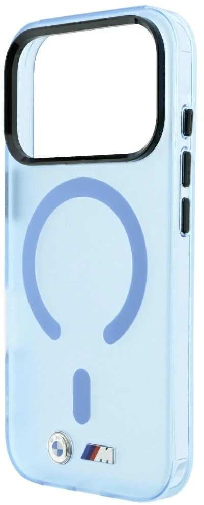 Dėklas BMW M IML Frosted Metal Logo & Trims MagSafe Case, skirtas iPhone 17 Pro / 18 Pro – Mėlyna