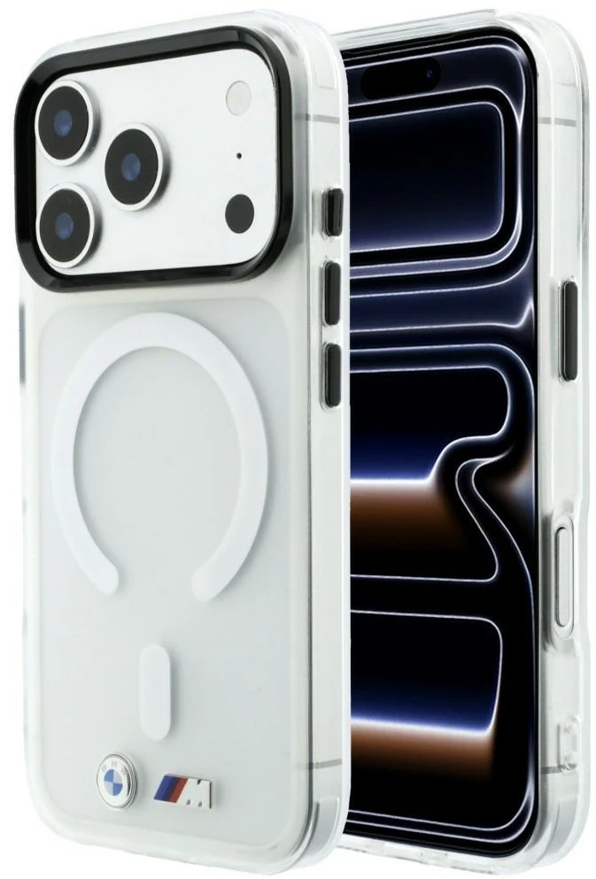BMW M IML matinio metalo logotipas ir apdaila MagSafe dėklas iPhone 18 Pro / 17 Pro - Permatomas