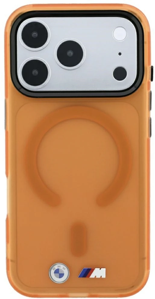 Dėklas BMW M IML Frosted Metal Logo & Trims MagSafe Case, skirtas iPhone 17 Pro Max / 18 Pro Max – Oranžinis