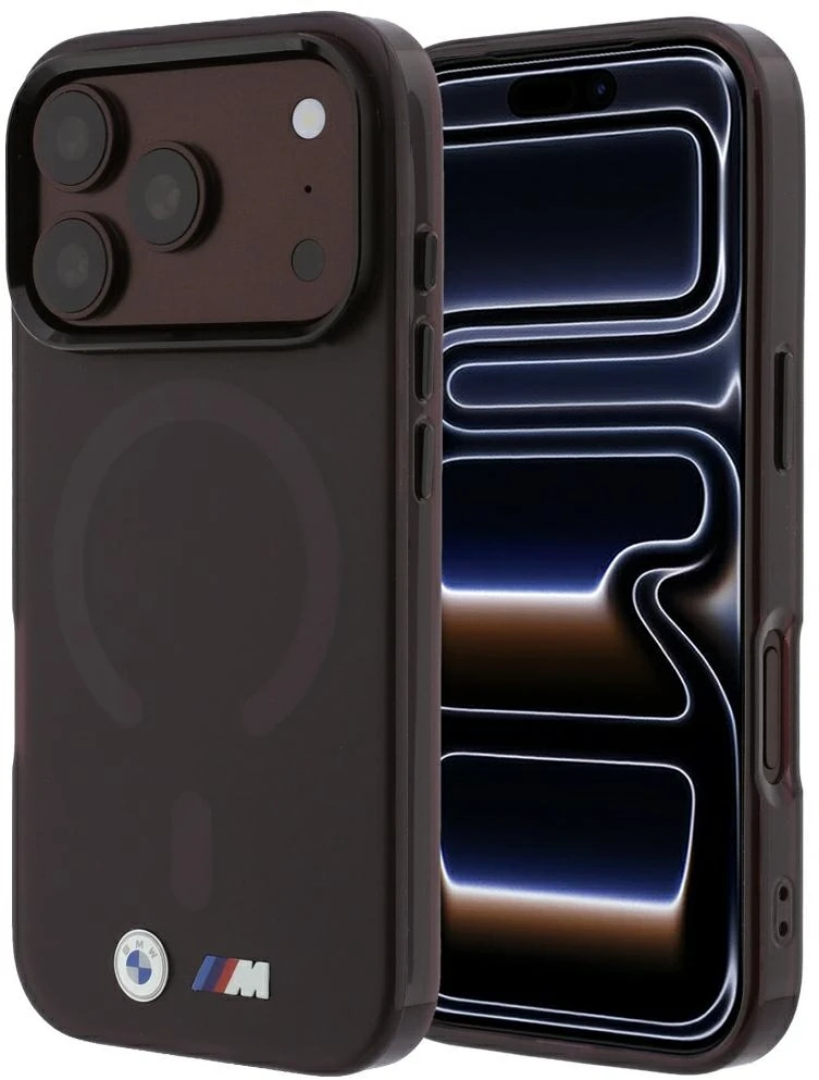 Dėklas BMW M IML Frosted Metal Logo & Trims MagSafe Case for iPhone 17 Pro Max / 18 Pro Max - Burgundy