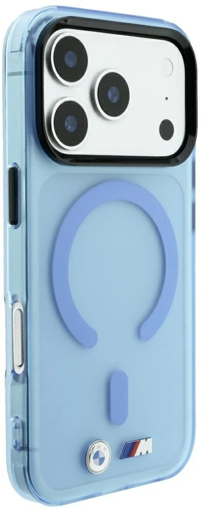 Dėklas BMW M IML Frosted Metal Logo & Trims MagSafe Case, skirtas iPhone 17 Pro / 18 Pro – Mėlyna