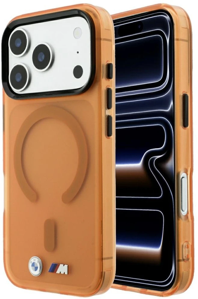 Dėklas BMW M IML Frosted Metal Logo & Trims MagSafe Case, skirtas iPhone 17 Pro / 18 Pro – Oranžinė