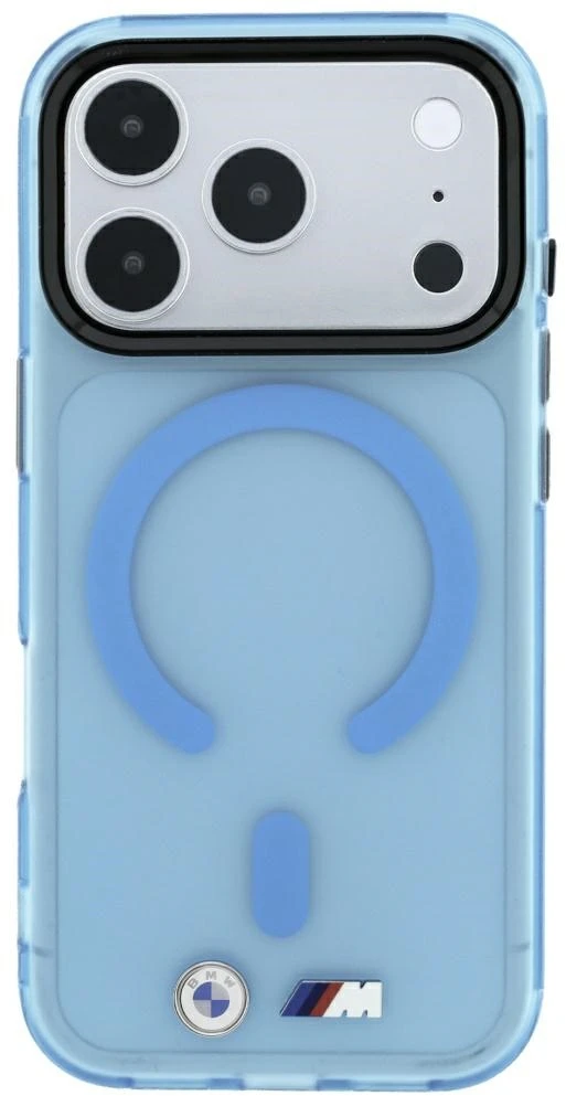 Dėklas BMW M IML Frosted Metal Logo & Trims MagSafe Case, skirtas iPhone 17 Pro / 18 Pro – Mėlyna
