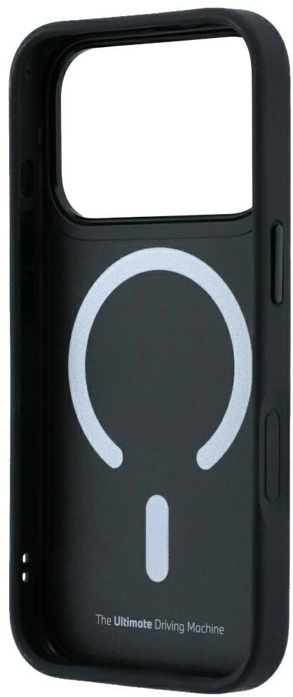 Dėklas BMW M Kevlar Mėlyna Print Ring Metal Logo MagSafe Case for iPhone 18 Pro Max / 17 Pro Max - Juodas