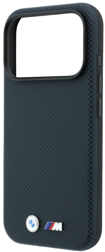 Dėklas BMW M Quadrille Kevlar Metal Logo MagSafe Case, skirtas iPhone 17 Pro / 18 Pro – tamsiai mėlyna