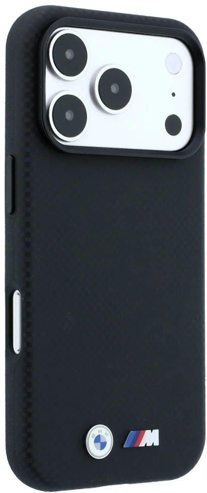Dėklas BMW M Quadrille Kevlar Metal Logo MagSafe Case for iPhone 17 Pro / 18 Pro - Juodas